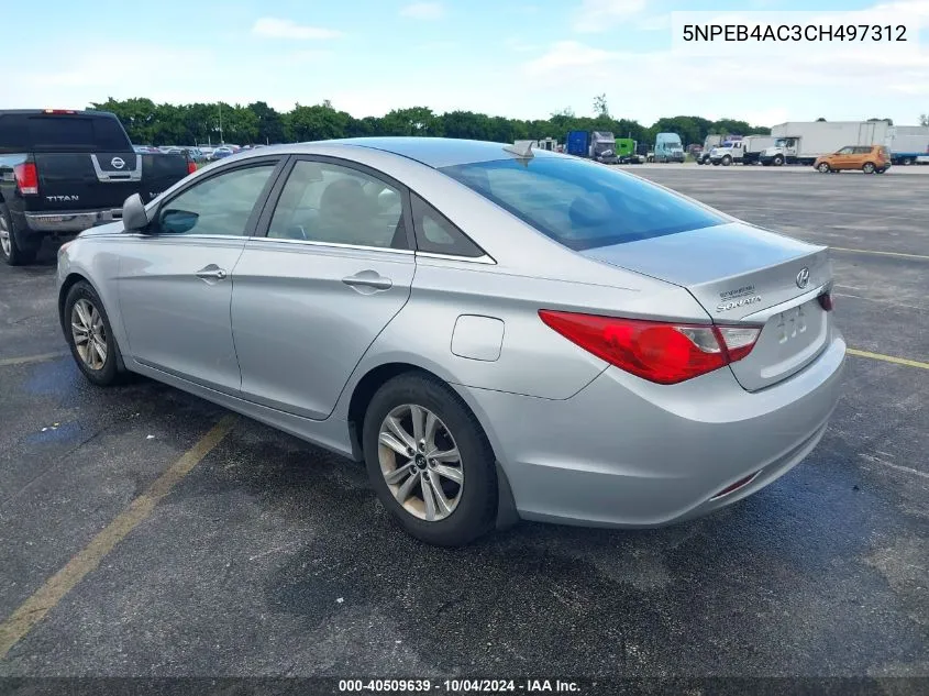 2012 Hyundai Sonata Gls VIN: 5NPEB4AC3CH497312 Lot: 40509639