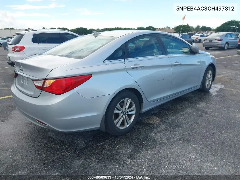 2012 Hyundai Sonata Gls VIN: 5NPEB4AC3CH497312 Lot: 40509639