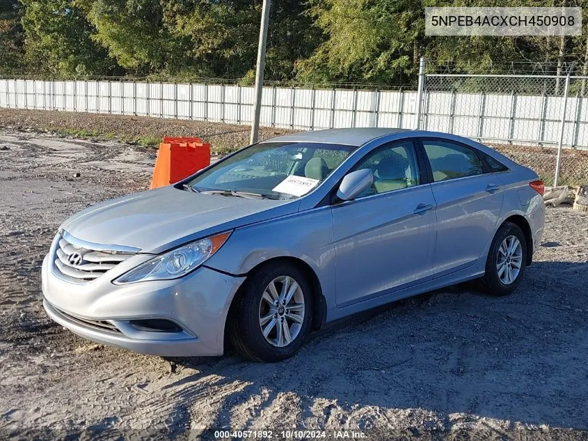 2012 Hyundai Sonata Gls VIN: 5NPEB4ACXCH450908 Lot: 40571892