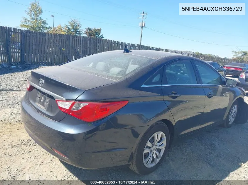 5NPEB4ACXCH336729 2012 Hyundai Sonata Gls