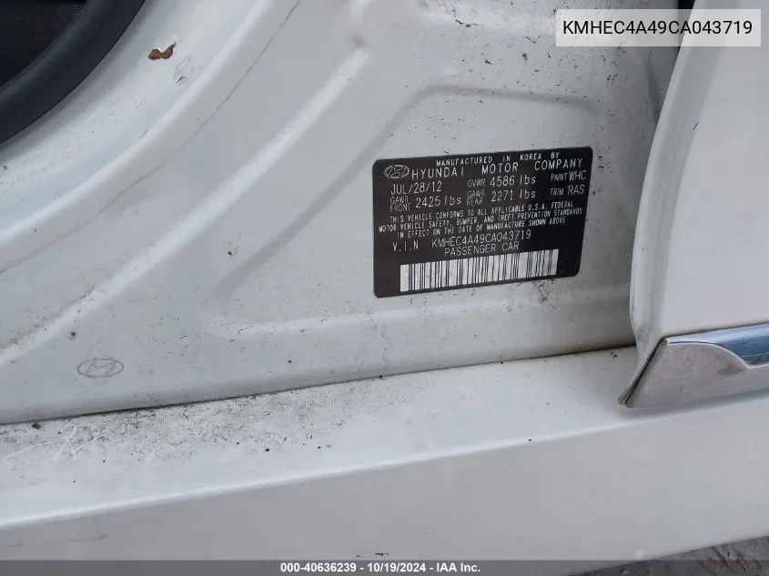 KMHEC4A49CA043719 2012 Hyundai Sonata Hybrid