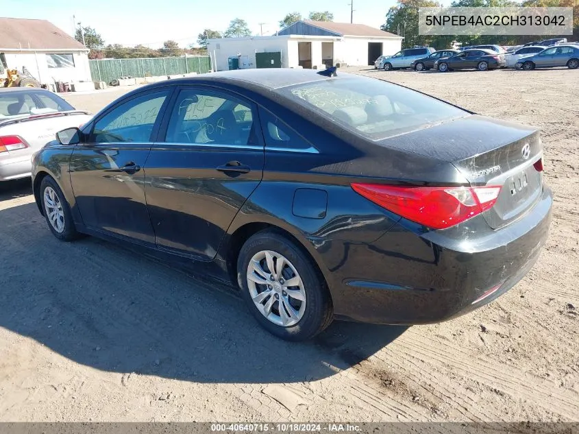 2012 Hyundai Sonata Gls VIN: 5NPEB4AC2CH313042 Lot: 40640715