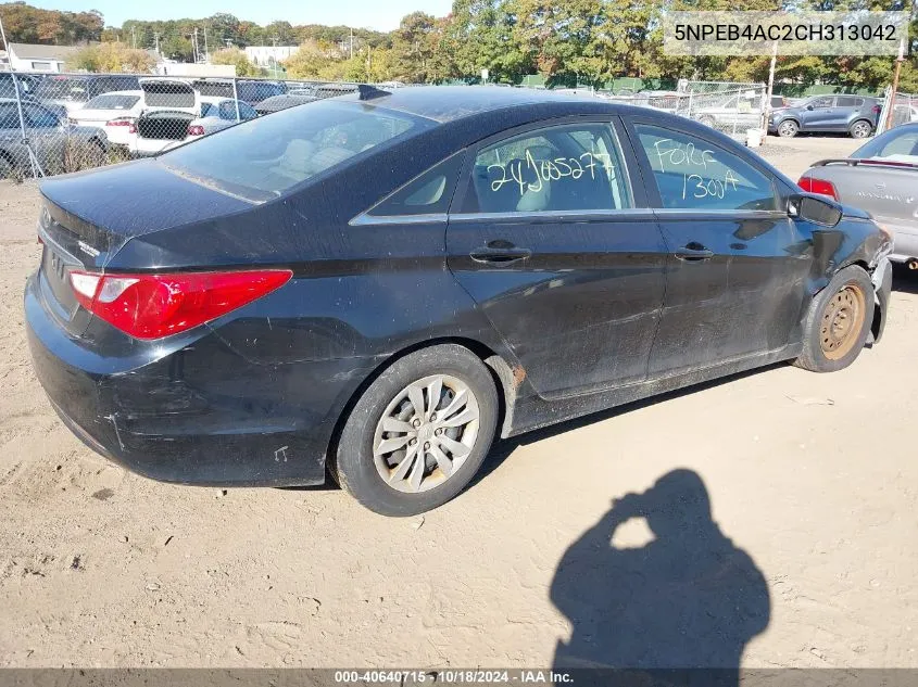 2012 Hyundai Sonata Gls VIN: 5NPEB4AC2CH313042 Lot: 40640715