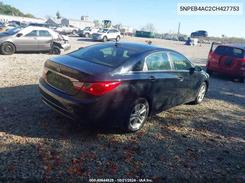 2012 Hyundai Sonata Gls VIN: 5NPEB4AC2CH427753 Lot: 40644829