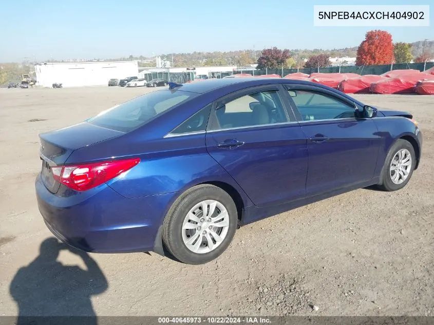 2012 Hyundai Sonata Gls VIN: 5NPEB4ACXCH404902 Lot: 40645973