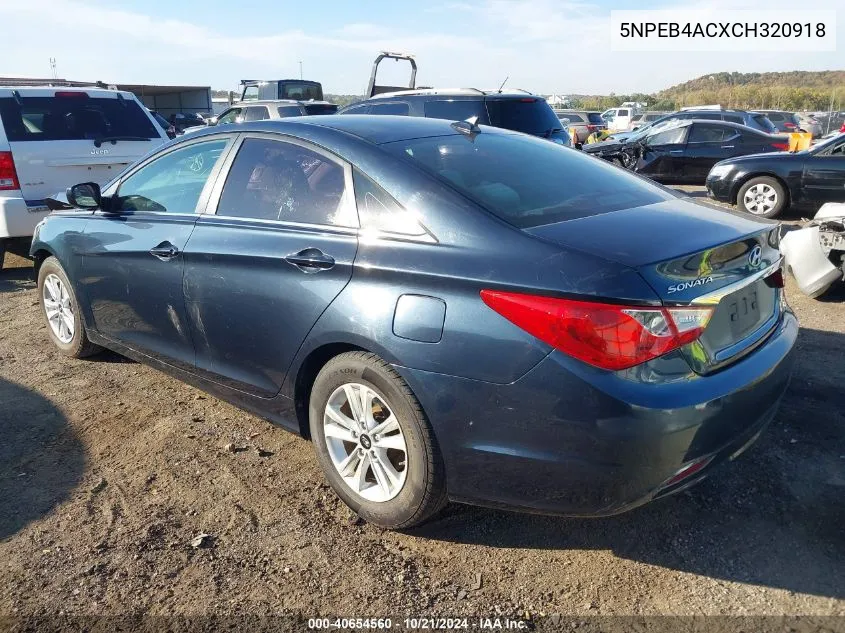 2012 Hyundai Sonata Gls VIN: 5NPEB4ACXCH320918 Lot: 40654560