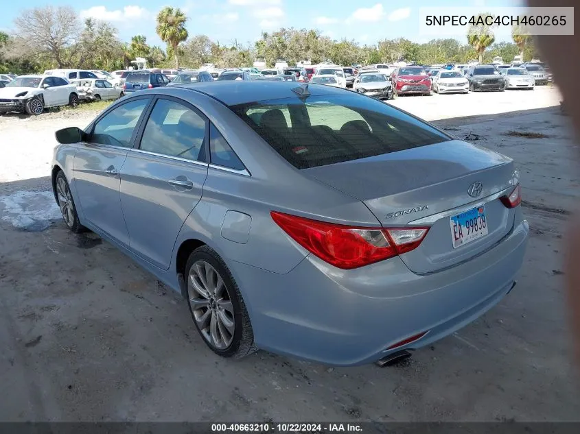 2012 Hyundai Sonata Se VIN: 5NPEC4AC4CH460265 Lot: 40663210