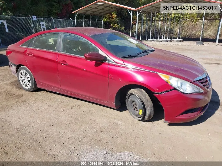 2012 Hyundai Sonata Gls VIN: 5NPEB4AC1CH453017 Lot: 40665194