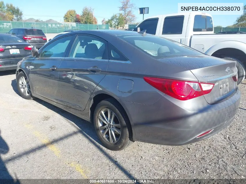 2012 Hyundai Sonata Gls VIN: 5NPEB4AC0CH338070 Lot: 40681605