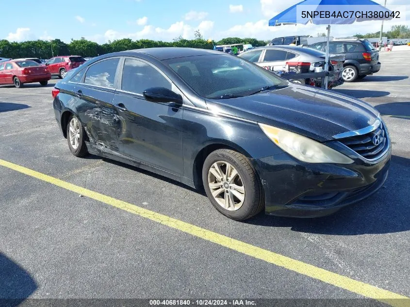 2012 Hyundai Sonata Gls VIN: 5NPEB4AC7CH380042 Lot: 40681840