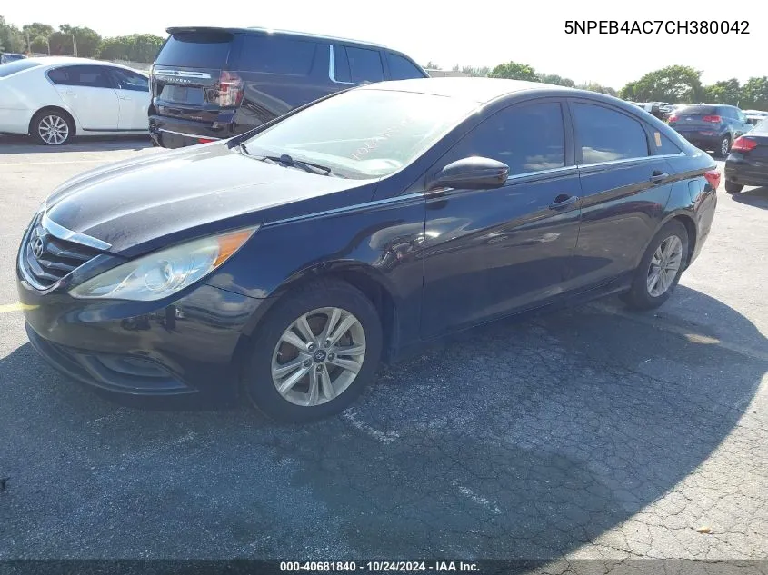 2012 Hyundai Sonata Gls VIN: 5NPEB4AC7CH380042 Lot: 40681840