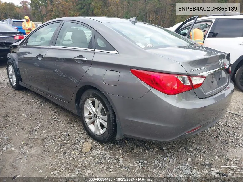 2012 Hyundai Sonata Gls VIN: 5NPEB4AC2CH365139 Lot: 40694498