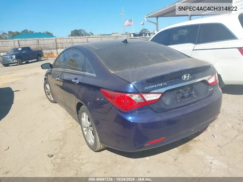 2012 Hyundai Sonata Limited VIN: 5NPEC4AC4CH314822 Lot: 40697238