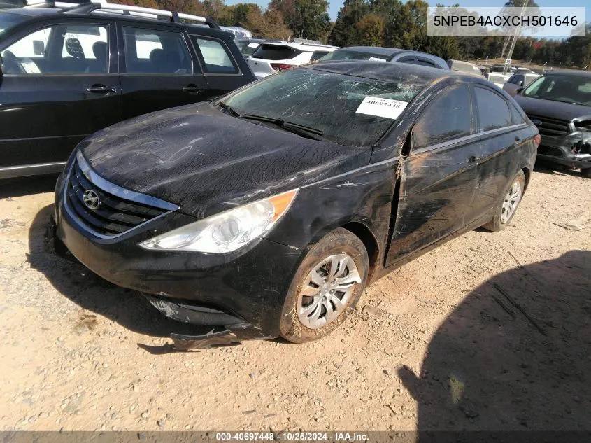 2012 Hyundai Sonata Gls VIN: 5NPEB4ACXCH501646 Lot: 40697448