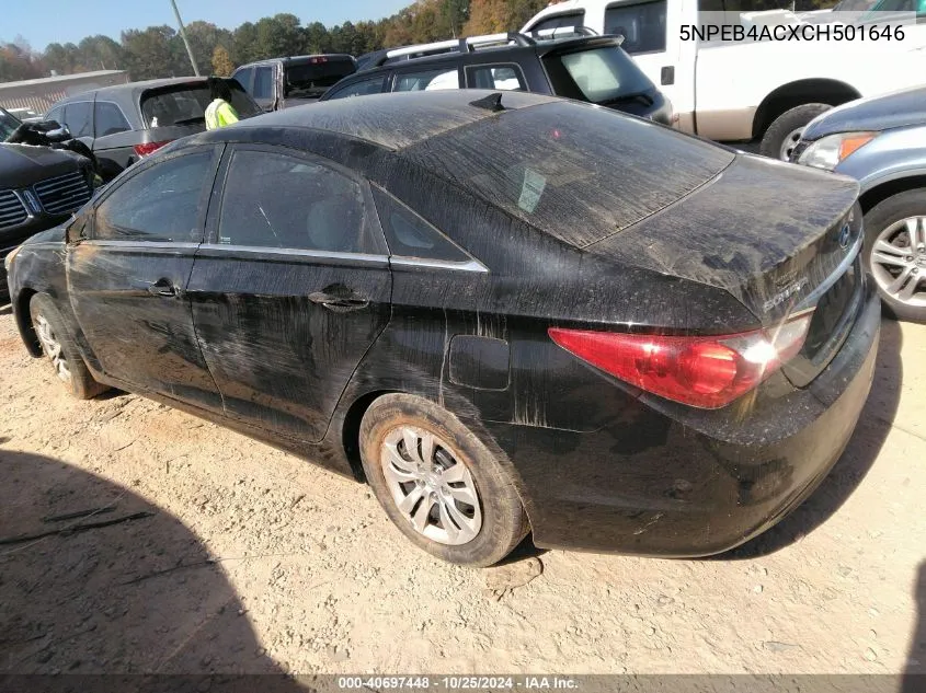 2012 Hyundai Sonata Gls VIN: 5NPEB4ACXCH501646 Lot: 40697448