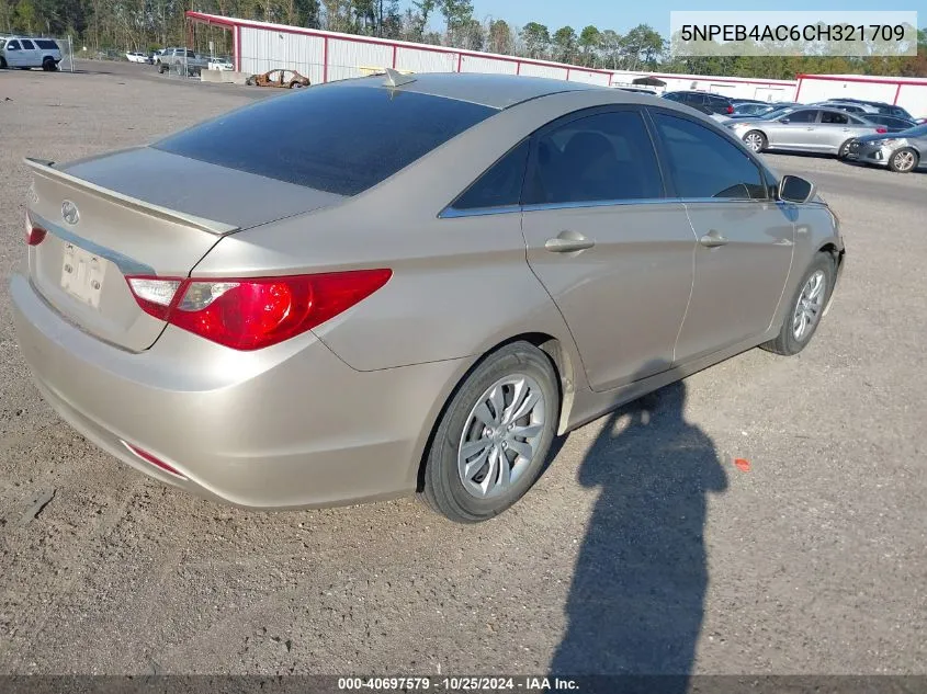 2012 Hyundai Sonata Gls VIN: 5NPEB4AC6CH321709 Lot: 40697579