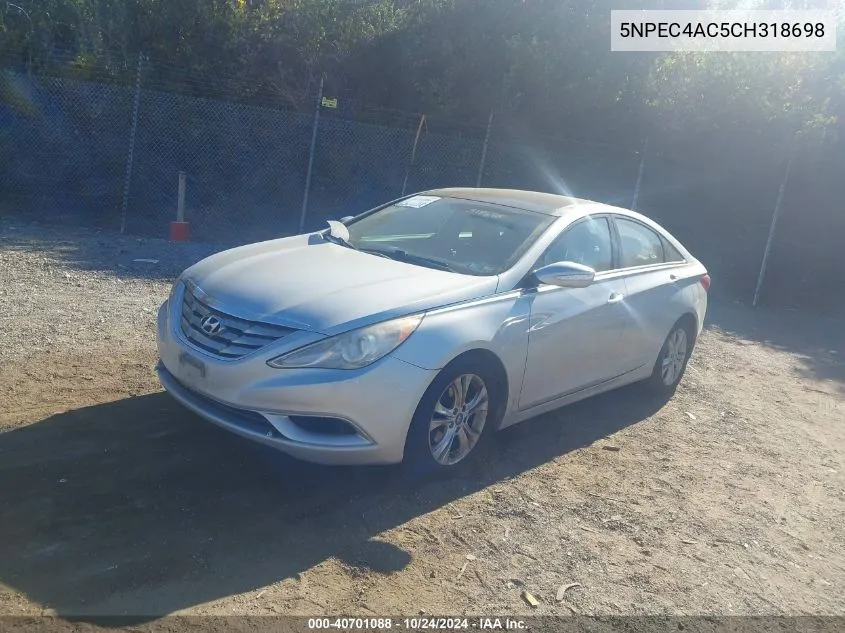 2012 Hyundai Sonata Limited VIN: 5NPEC4AC5CH318698 Lot: 40701088