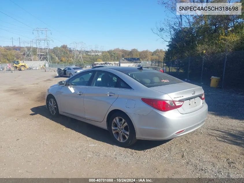 2012 Hyundai Sonata Limited VIN: 5NPEC4AC5CH318698 Lot: 40701088