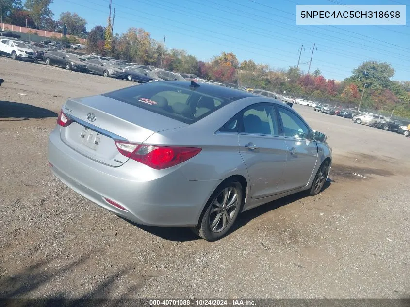 2012 Hyundai Sonata Limited VIN: 5NPEC4AC5CH318698 Lot: 40701088