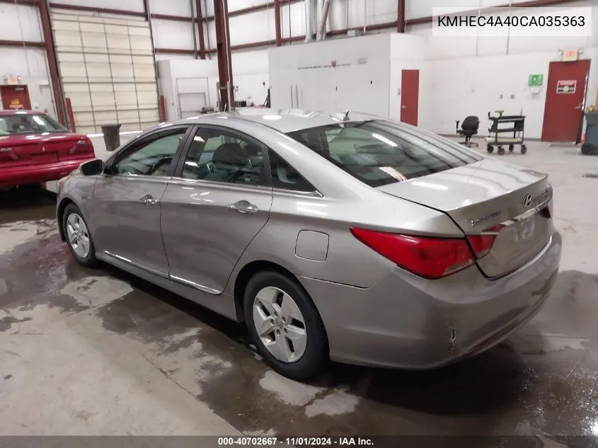 2012 Hyundai Sonata Hybrid VIN: KMHEC4A40CA035363 Lot: 40702667