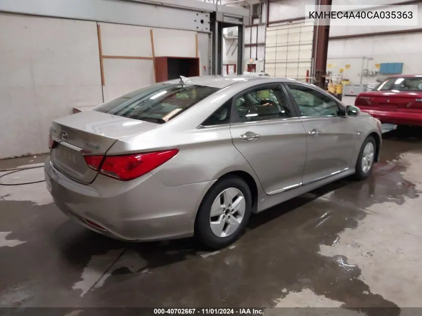 2012 Hyundai Sonata Hybrid VIN: KMHEC4A40CA035363 Lot: 40702667