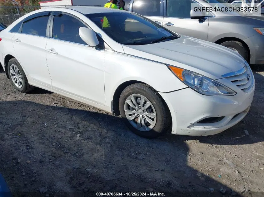 2012 Hyundai Sonata Gls VIN: 5NPEB4AC8CH383578 Lot: 40705634