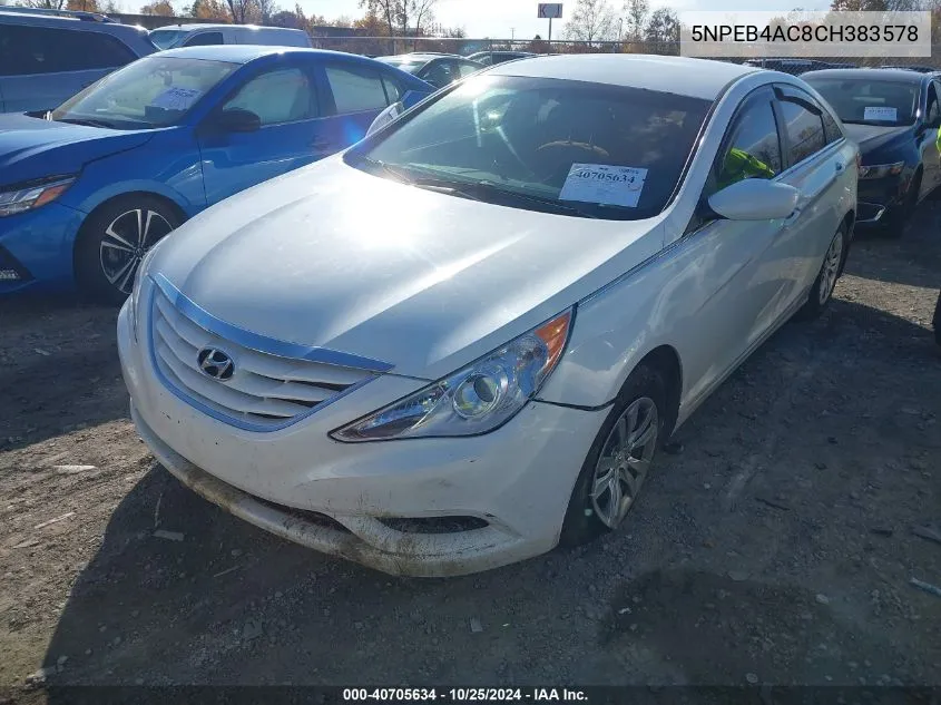 2012 Hyundai Sonata Gls VIN: 5NPEB4AC8CH383578 Lot: 40705634