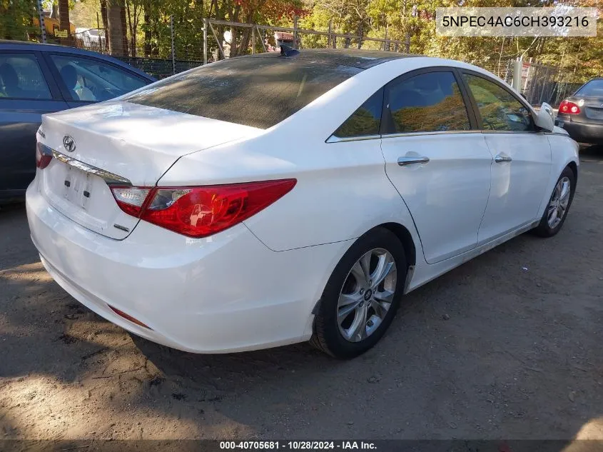 2012 Hyundai Sonata Limited VIN: 5NPEC4AC6CH393216 Lot: 40705681