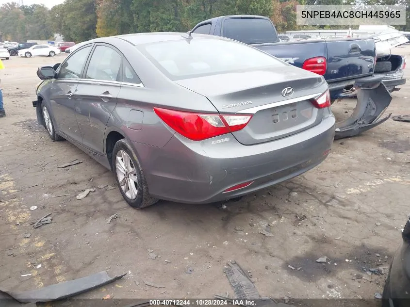 2012 Hyundai Sonata Gls VIN: 5NPEB4AC8CH445965 Lot: 40712244