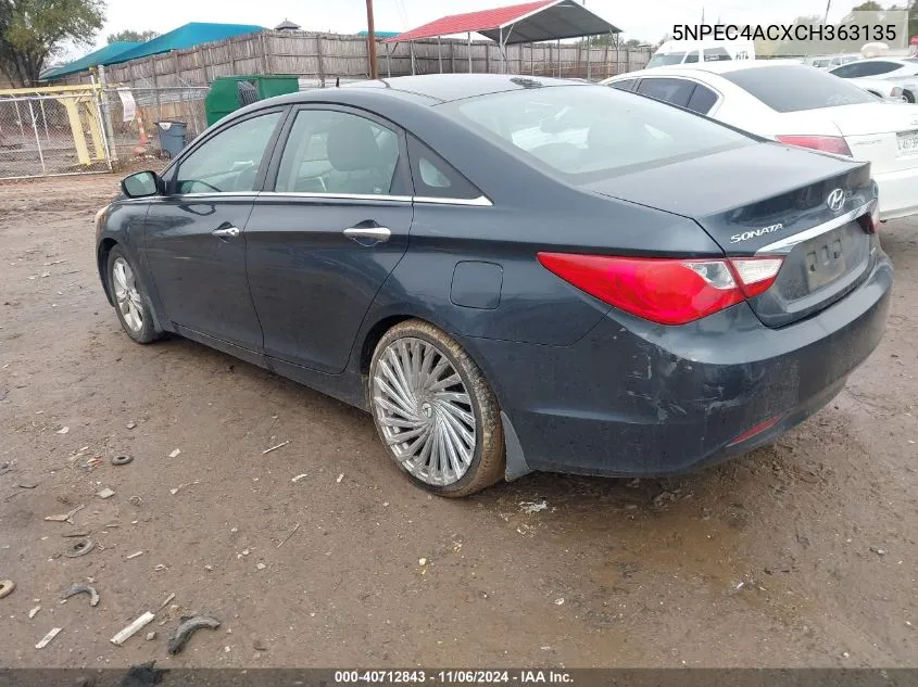 2012 Hyundai Sonata Limited VIN: 5NPEC4ACXCH363135 Lot: 40712843