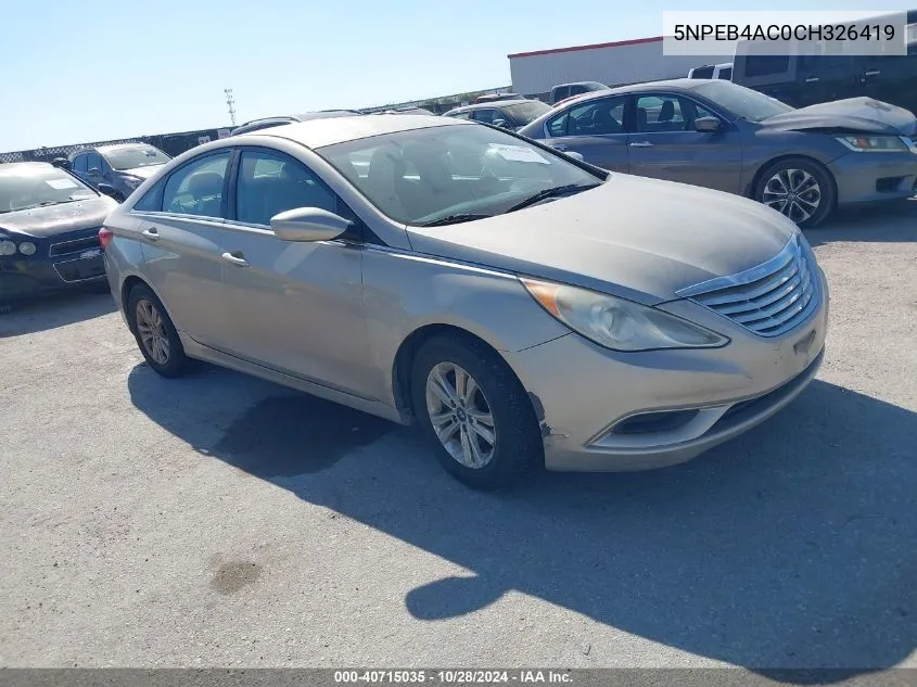 2012 Hyundai Sonata Gls VIN: 5NPEB4AC0CH326419 Lot: 40715035