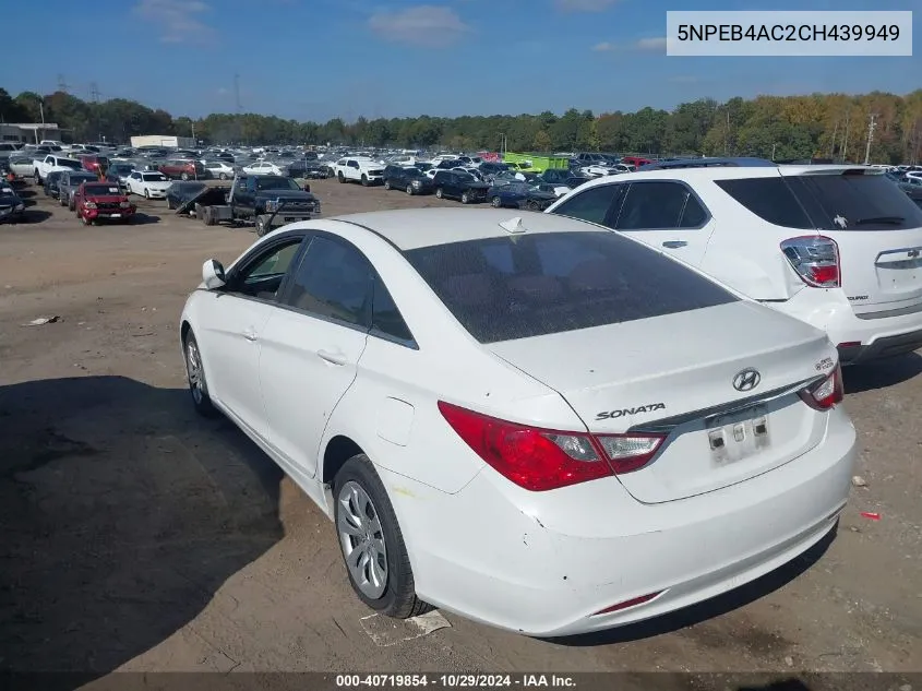 2012 Hyundai Sonata Gls VIN: 5NPEB4AC2CH439949 Lot: 40719854