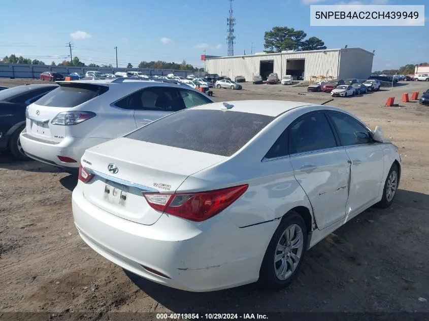 2012 Hyundai Sonata Gls VIN: 5NPEB4AC2CH439949 Lot: 40719854