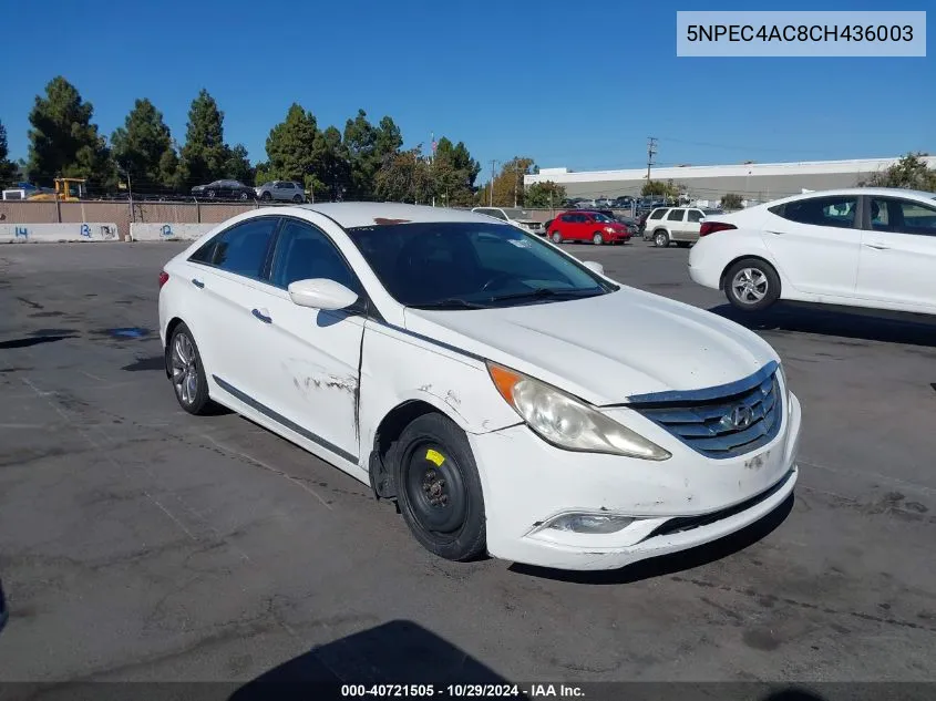 2012 Hyundai Sonata Se VIN: 5NPEC4AC8CH436003 Lot: 40721505