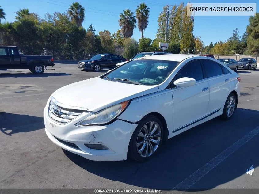 2012 Hyundai Sonata Se VIN: 5NPEC4AC8CH436003 Lot: 40721505