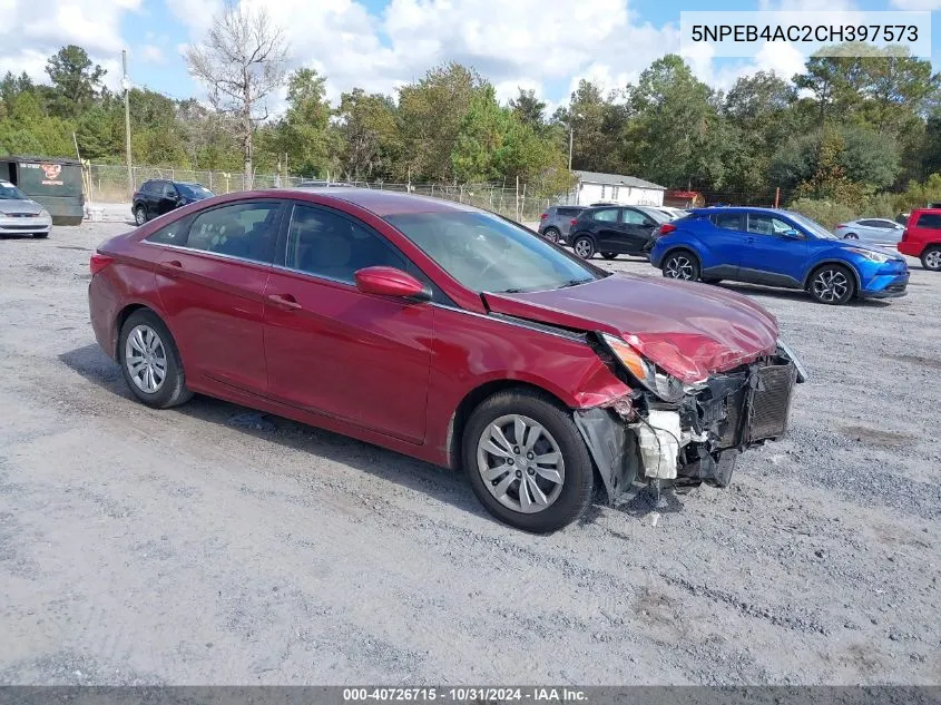 2012 Hyundai Sonata Gls VIN: 5NPEB4AC2CH397573 Lot: 40726715