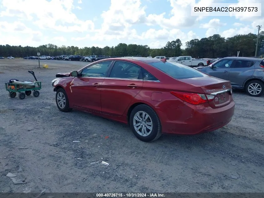 2012 Hyundai Sonata Gls VIN: 5NPEB4AC2CH397573 Lot: 40726715