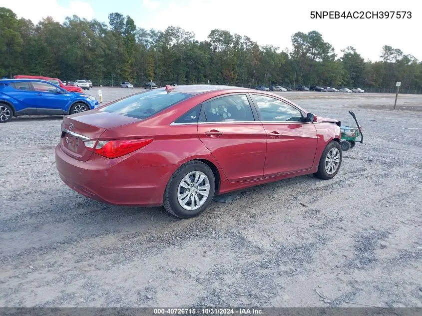 2012 Hyundai Sonata Gls VIN: 5NPEB4AC2CH397573 Lot: 40726715