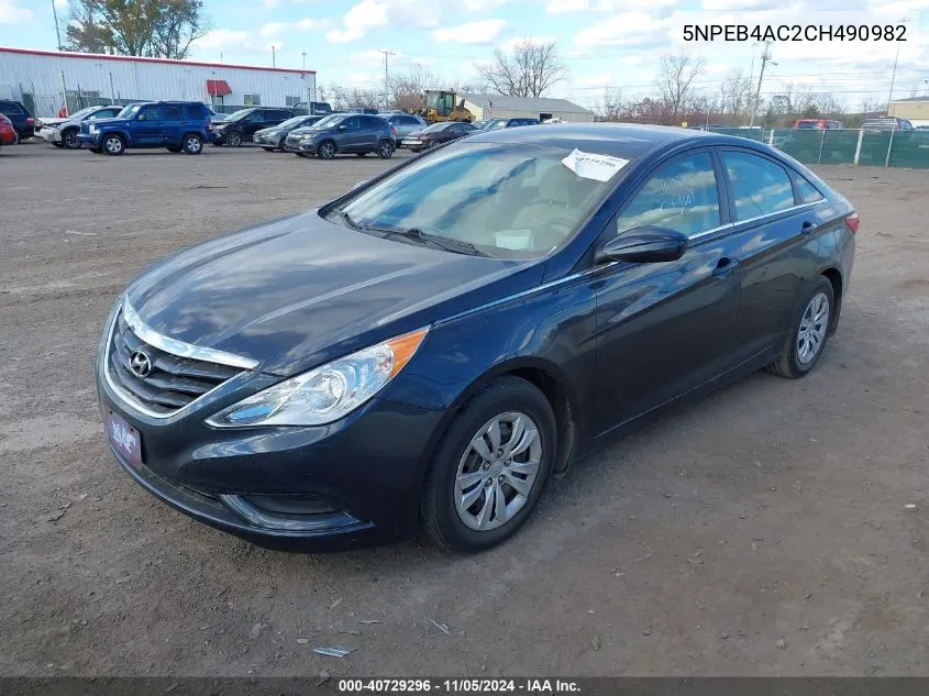 2012 Hyundai Sonata Gls VIN: 5NPEB4AC2CH490982 Lot: 40729296