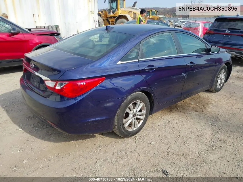 2012 Hyundai Sonata Gls VIN: 5NPEB4AC0CH350896 Lot: 40730783