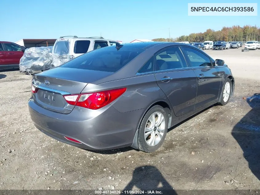 2012 Hyundai Sonata Limited VIN: 5NPEC4AC6CH393586 Lot: 40734026