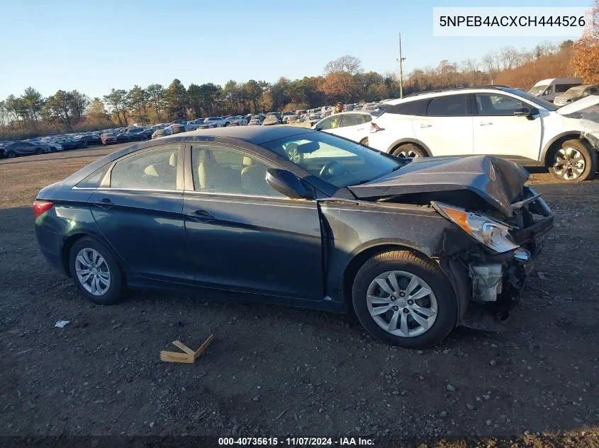 2012 Hyundai Sonata Gls VIN: 5NPEB4ACXCH444526 Lot: 40735615