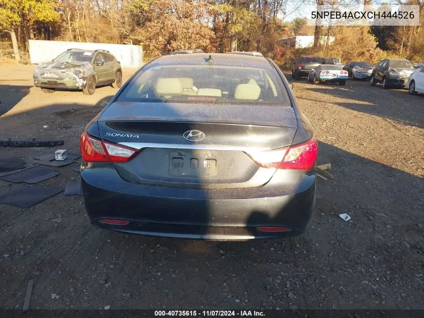 2012 Hyundai Sonata Gls VIN: 5NPEB4ACXCH444526 Lot: 40735615