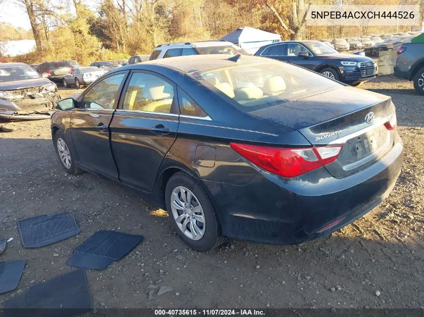 2012 Hyundai Sonata Gls VIN: 5NPEB4ACXCH444526 Lot: 40735615