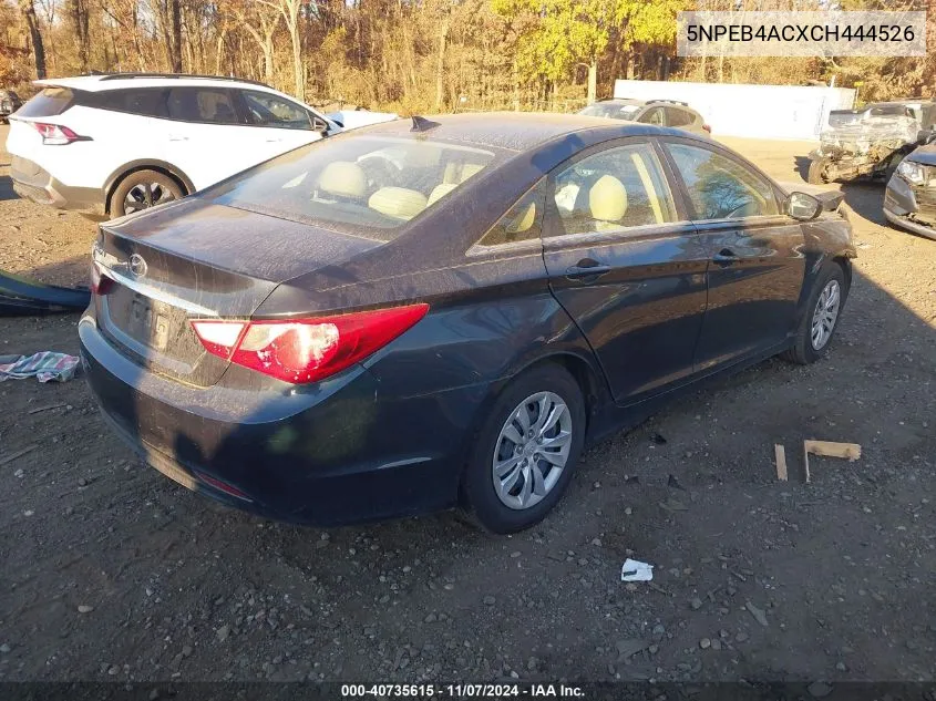 2012 Hyundai Sonata Gls VIN: 5NPEB4ACXCH444526 Lot: 40735615