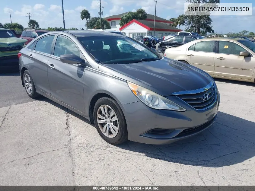 2012 Hyundai Sonata Gls VIN: 5NPEB4AC7CH436500 Lot: 40739512