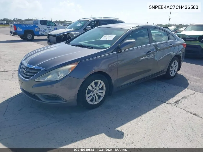 2012 Hyundai Sonata Gls VIN: 5NPEB4AC7CH436500 Lot: 40739512