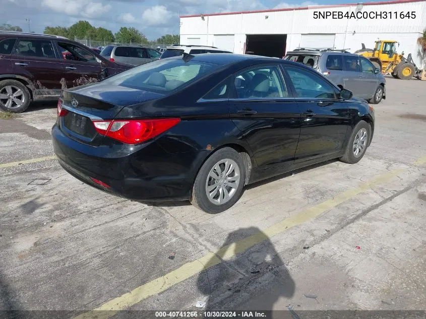 5NPEB4AC0CH311645 2012 Hyundai Sonata Gls