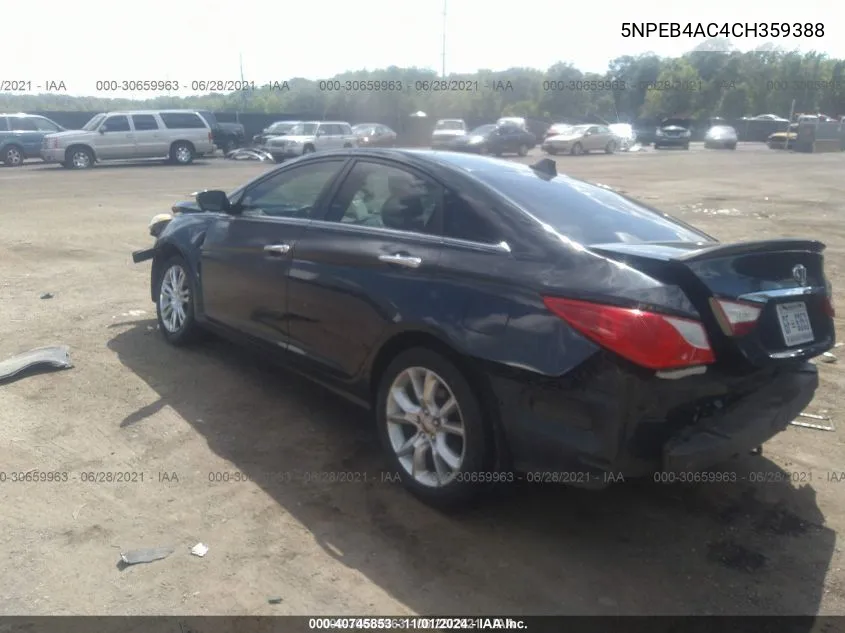 2012 Hyundai Sonata Gls VIN: 5NPEB4AC4CH359388 Lot: 40745853