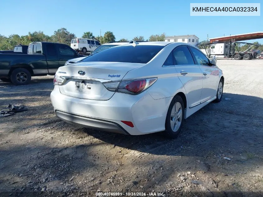 2012 Hyundai Sonata Hybrid VIN: KMHEC4A40CA032334 Lot: 40745991